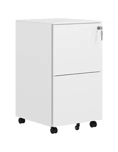 Vinsetto 2-Drawer Vertical Filing Cabinet with Lock and 5 Wheels, Steel Mobile File Cabinet, for A4, Legal and Letter Size, Pre-