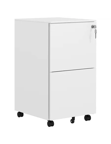 Vinsetto 2-Drawer Vertical Filing Cabinet with Lock and 5 Wheels, Steel Mobile File Cabinet, for A4, Legal and Letter Size, Pre-
