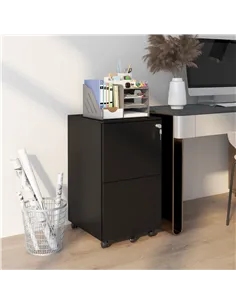 Vinsetto 2-Drawer Vertical Filing Cabinet with Lock and 5 Wheels, Steel Mobile File Cabinet, for A4, Legal and Letter Size, Pre- 2