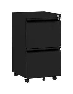 Vinsetto 2-Drawer Mobile Filing Cabinet, Steel Lockable File Cabinet for Letter, A4 and Legal Size, Pre-Assembled Body, Black
