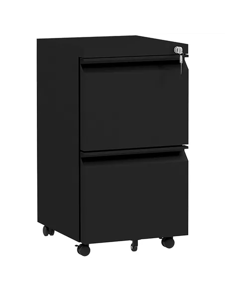 Vinsetto 2-Drawer Mobile Filing Cabinet, Steel Lockable File Cabinet for Letter, A4 and Legal Size, Pre-Assembled Body, Black
