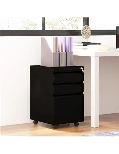Vinsetto 3-Drawer Filing Cabinet with Lock, Mobile Steel File Cabinet for A4, Legal and Letter Size, Under Desk Drawers with Pre