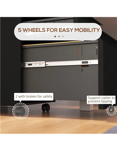 Vinsetto 3-Drawer Filing Cabinet with Lock, Mobile Steel File Cabinet for A4, Legal and Letter Size, Under Desk Drawers with Pre