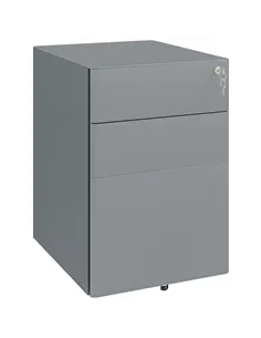 Vinsetto Lockable Cabinet, Rolling Filing Cabinet with 3 Drawers, Steel Office Drawer Unit for A4, Letter, Legal Sized Files