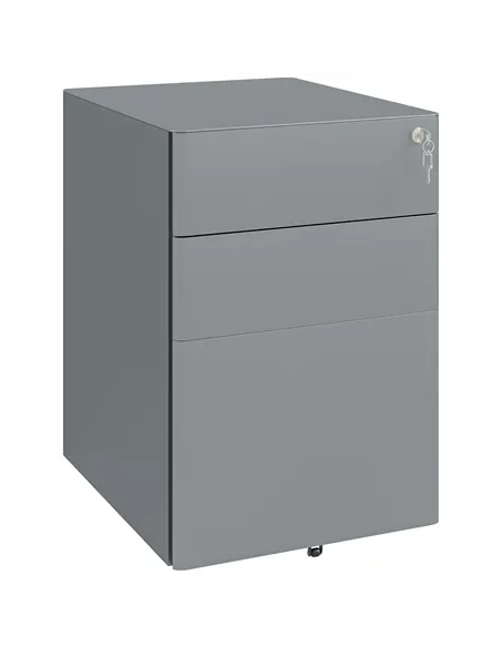 Vinsetto Lockable Cabinet, Rolling Filing Cabinet with 3 Drawers, Steel Office Drawer Unit for A4, Letter, Legal Sized Files
