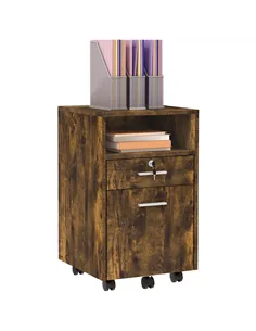Vinsetto Lockable Two-Drawer Filing Cabinet, with Wheels - Wood-Effect