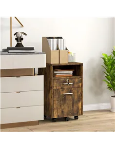 Vinsetto Lockable Two-Drawer Filing Cabinet, with Wheels - Wood-Effect 2