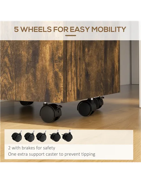 Vinsetto Lockable Two-Drawer Filing Cabinet, with Wheels - Wood-Effect