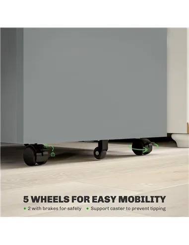 Vinsetto 3 Drawer Filling Cabinet, Mobile Metal File Cabinet with Anti-tilt Design for Letter, A4, Legal Size, Grey