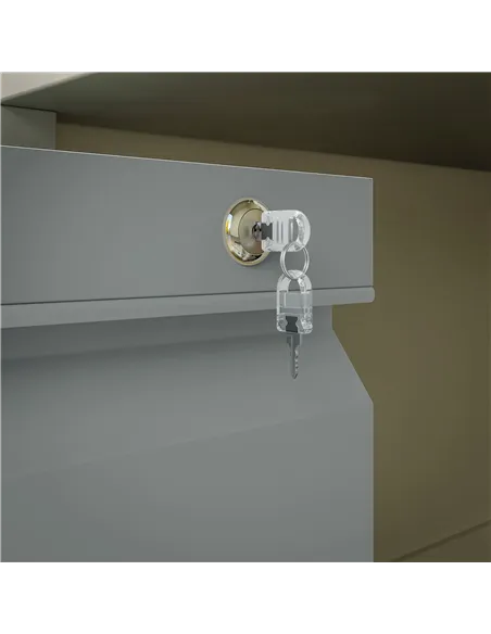 Vinsetto 3 Drawer Filling Cabinet, Mobile Metal File Cabinet with Anti-tilt Design for Letter, A4, Legal Size, Grey