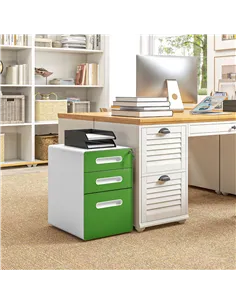 Vinsetto 3 Drawer Filing Cabinet, Steel Lockable File Cabinet with Lock and Wheels, for A4, Letter, Legal Sized Files, Green 2