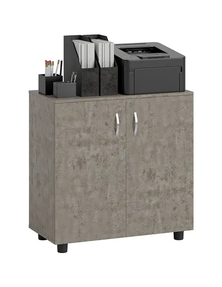 Vinsetto Two-Tier Locking Office Storage Cabinet - Grey