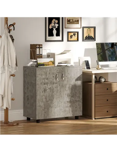 Vinsetto Two-Tier Locking Office Storage Cabinet - Grey