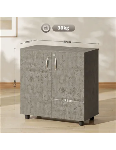Vinsetto Two-Tier Locking Office Storage Cabinet - Grey