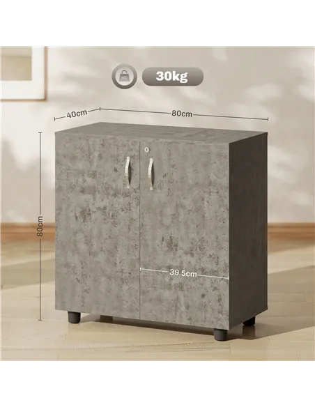 Vinsetto Two-Tier Locking Office Storage Cabinet - Grey