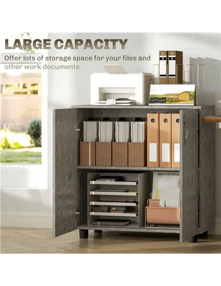 Vinsetto Two-Tier Locking Office Storage Cabinet - Grey