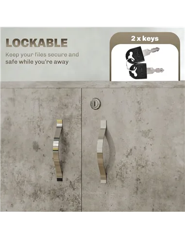 Vinsetto Two-Tier Locking Office Storage Cabinet - Grey