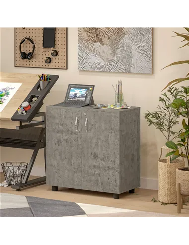 Vinsetto Two-Tier Locking Office Storage Cabinet - Grey