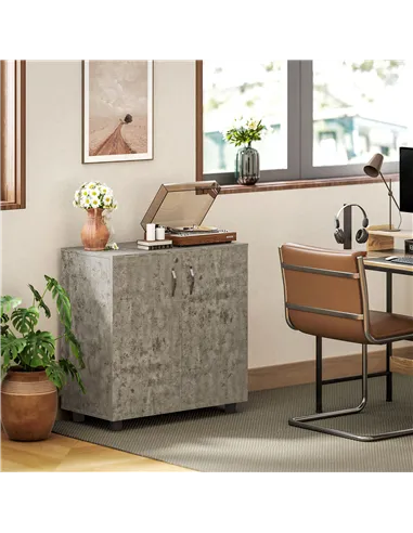 Vinsetto Two-Tier Locking Office Storage Cabinet - Grey