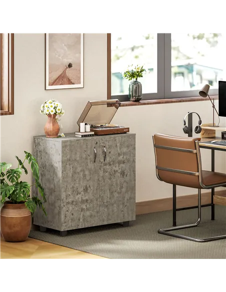 Vinsetto Two-Tier Locking Office Storage Cabinet - Grey