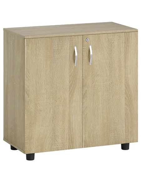 Vinsetto Two-Tier Locking Office Storage Cabinet - Oak