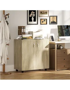 Vinsetto Two-Tier Locking Office Storage Cabinet - Oak 2