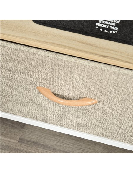 HOMCOM TV Stand Cabinet with 2 Foldable Drawers - Maple Colour