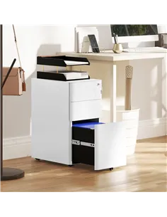 Vinsetto 3-Drawer Steel Filing Cabinet with Lock - White 2