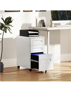 Vinsetto Three-Drawer Steel Filing Cabinet - White 2
