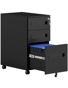 Vinsetto Three-Drawer Steel Filing Cabinet - Black