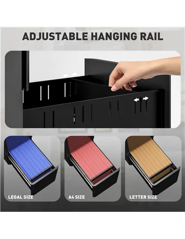 Vinsetto 3-Drawer Steel Filing Cabinet with Lock - Black