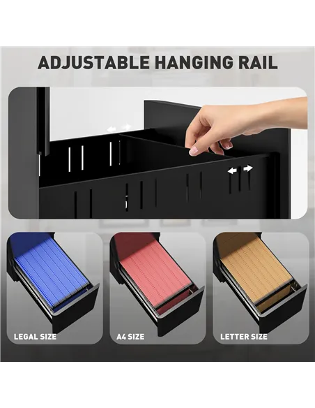 Vinsetto 3-Drawer Steel Filing Cabinet with Lock - Black