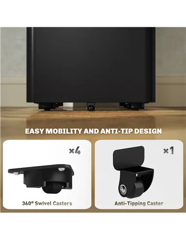 Vinsetto 3-Drawer Steel Filing Cabinet with Lock - Black