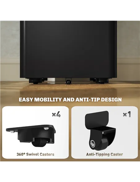 Vinsetto 3-Drawer Steel Filing Cabinet with Lock - Black