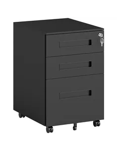 Vinsetto Three-Drawer Steel Filing Cabinet - Black