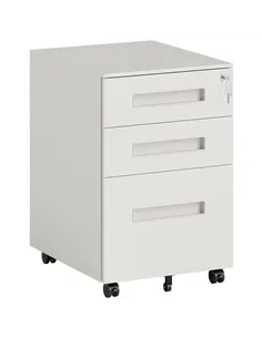 Vinsetto Three-Drawer Steel Filing Cabinet - White