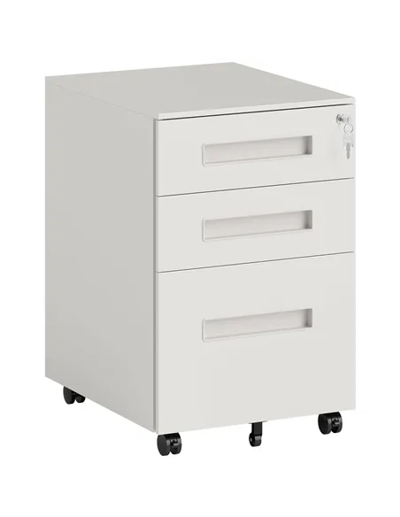 Vinsetto Three-Drawer Steel Filing Cabinet - White