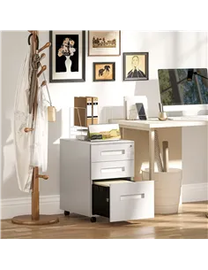 Vinsetto Three-Drawer Steel Filing Cabinet - White 2