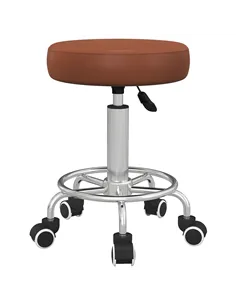 Vinsetto PU Leather Rolling Stool, Height Adjustable Stool Chair with Wheels for Salon, Massage, Spa, Brown