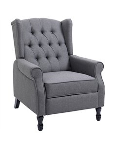 HOMCOM Recliner Armchair, Vintage Reclining Chair with Nail Head Trim, Wingback Chair with Button Tufted Back and Footrest, for 