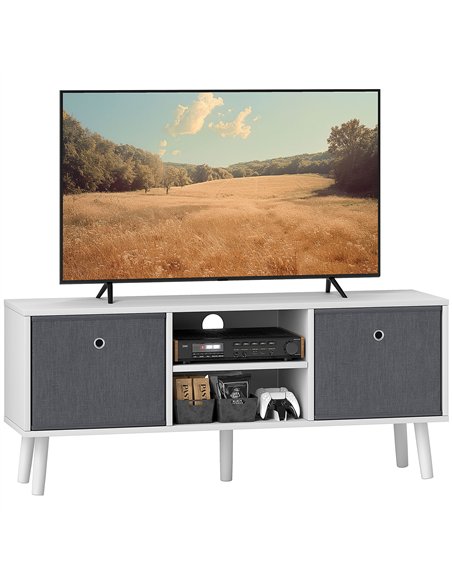 HOMCOM TV Cabinet Stand Unit for TVs up to 50'' with Foldable Drawers, Entertainment Centre for Living Room White