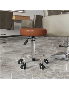Vinsetto PU Leather Rolling Stool, Height Adjustable Stool Chair with Wheels for Salon, Massage, Spa, Brown 2