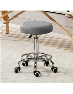 Vinsetto PU Leather Rolling Stool, Height Adjustable Stool Chair with Wheels for Salon, Massage, Spa, Grey 2