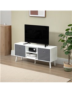 HOMCOM TV Cabinet Stand Unit for TVs up to 50'' with Foldable Drawers, Entertainment Centre for Living Room White 2