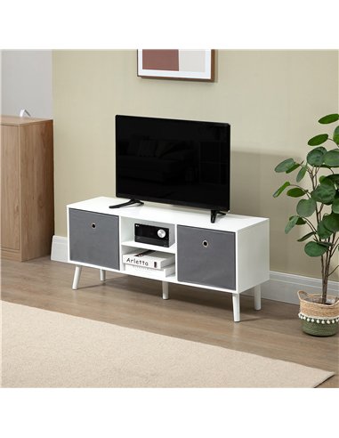 HOMCOM TV Cabinet Stand Unit for TVs up to 50'' with Foldable Drawers, Entertainment Centre for Living Room White