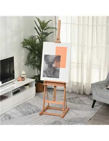 Vinsetto Wooden Easel Stand H-Frame Artist Easel with 171-230cm Adjustable Height and 0-80° Working Angles Beech Wood Art Easel 