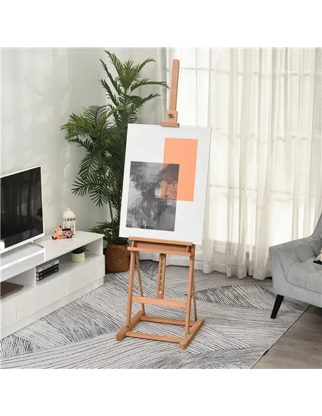 Vinsetto Wooden Easel Stand H-Frame Artist Easel with 171-230cm Adjustable Height and 0-80° Working Angles Beech Wood Art Easel 
