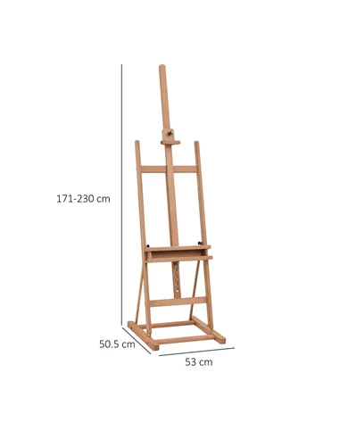 Vinsetto Wooden Easel Stand H-Frame Artist Easel with 171-230cm Adjustable Height and 0-80° Working Angles Beech Wood Art Easel 