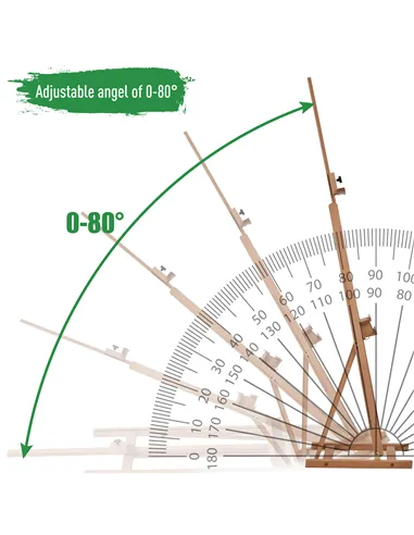 Vinsetto Wooden Easel Stand H-Frame Artist Easel with 171-230cm Adjustable Height and 0-80° Working Angles Beech Wood Art Easel 