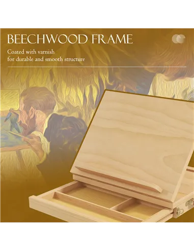 Vinsetto Wooden Table Easel Box with Storage Portable Folding Artist Easel, Natural